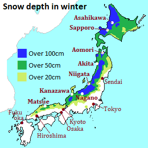 Snow depth in winter