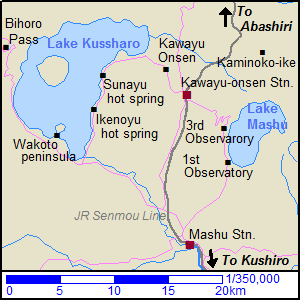 Map around Lake Kussharo