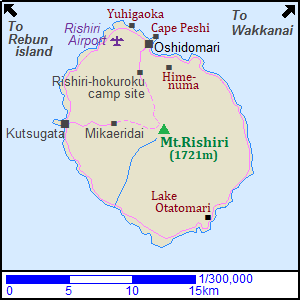 Map of tourist attractions in Rishiri Island