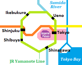 Map of the central area of Tokyo