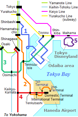 Map of Transportation around Tokyo Bay