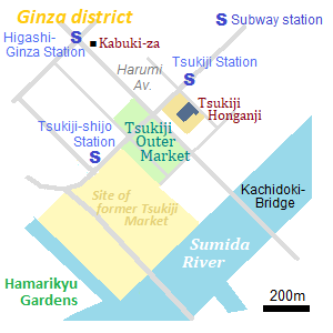 Map of Tsukiji
