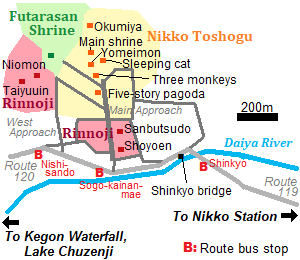 Map of central Nikko