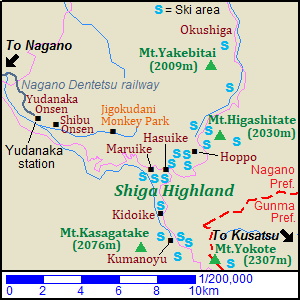 Map around Shiga highland