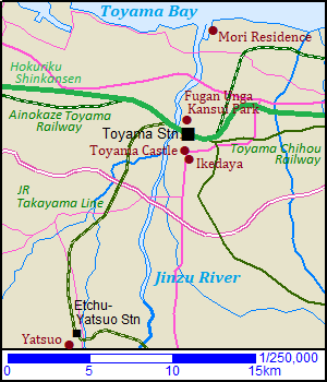 Map of Toyama city