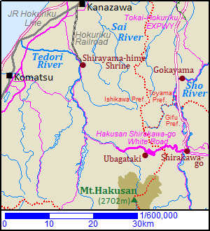 Map around Hakusan