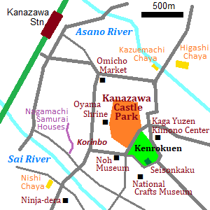 Map of Kanazawa city