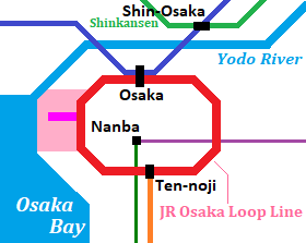 Map of Waterfront area of Osaka city