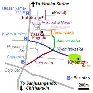 Map around Kiyomizu-dera