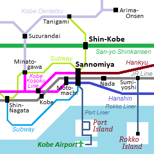 Railway map of Kobe city