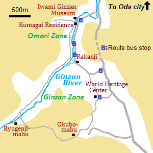 Map around Iwami Ginzan