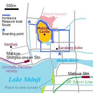 Map around Matsue Castle