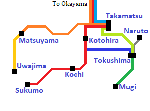 JR network in Shikoku