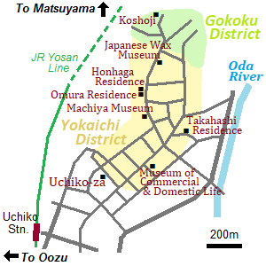 Map of Uchiko town