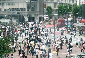 Scramble crossing in Shibuya in Tokyo