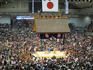 A Sumo match scene of Osaka Tournament