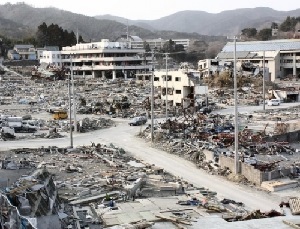 Destroyed town by tsunami