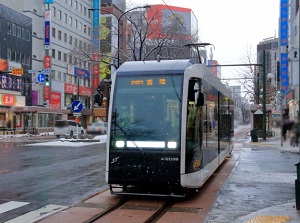 Streetcar runs through Susukino