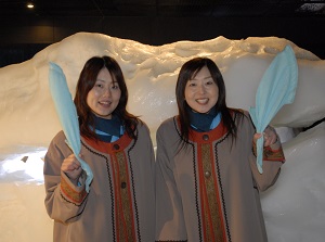 Frozen wet towels in cold room