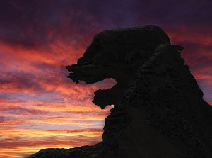 Godzilla Rock at sunset