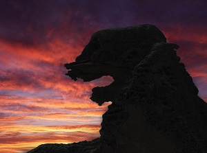 Godzilla Rock at sunset