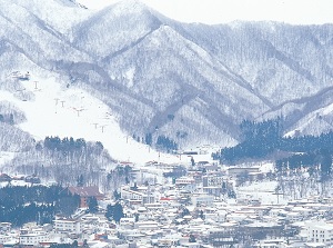 Zao Onsen town in winter