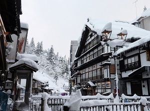 Ginzan Onsen in winter