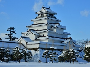 Tsurugajo covered with snow