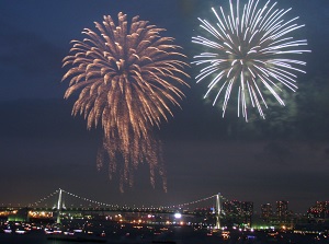 Grand festivals of fireworks in Tokyo