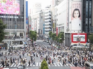 Pedestrian scramble near Shibuya station