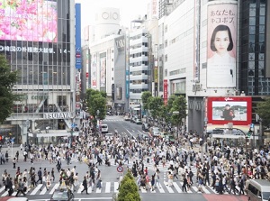 Pedestrian scramble near Shibuya station