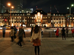 Tokyo station in the evening