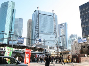 Buildings of Shiodome area from Shinbashi station