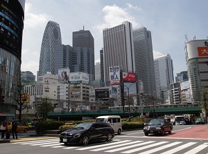 High buildings in west side from the east side of Shinjuku station