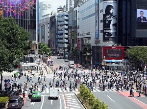 Pedestrian scramble by Hachiko Square