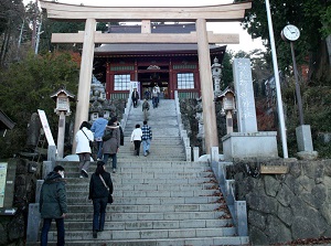 Entrance of long staircase