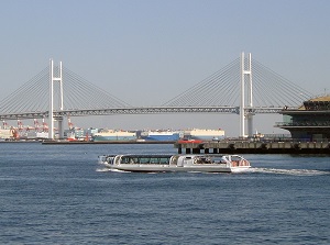 Yokohama Bay Bridge from Red Brick Park