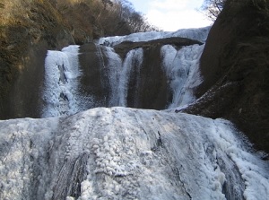 Frozen Fukuroda Falls in winter