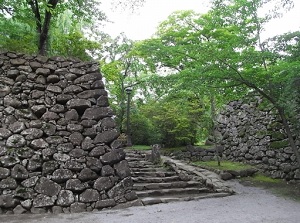 Stone wall in Komoro Castle