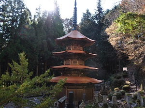 Octagonal three storied pagoda in anrakuji