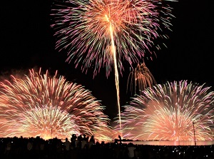 Firework festival in Lake Suwa