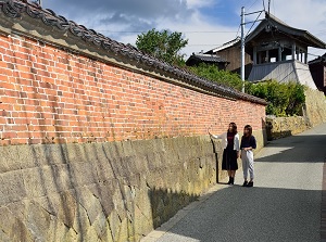 Brick wall along Kyomachi Street