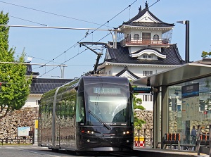 Street car and Toyama castle