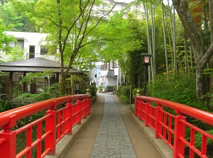 A bridge on Chikurin-no-Komichi in Shuzenji onsen town