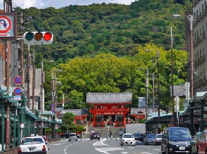 End of Shijo Street is Yasaka Shrine