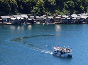 Pleasure boat in Ine Bay