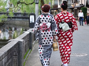 Ladies wearing Yukata in Kinosaki Onsen