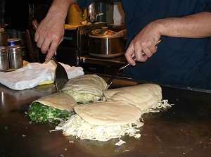 Making Hiroshima-style Okonomiyaki