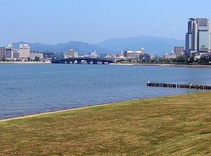 Matsue city facing Lake Shinji