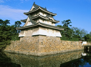 Corner tower of Takamatsu Castle by the moat